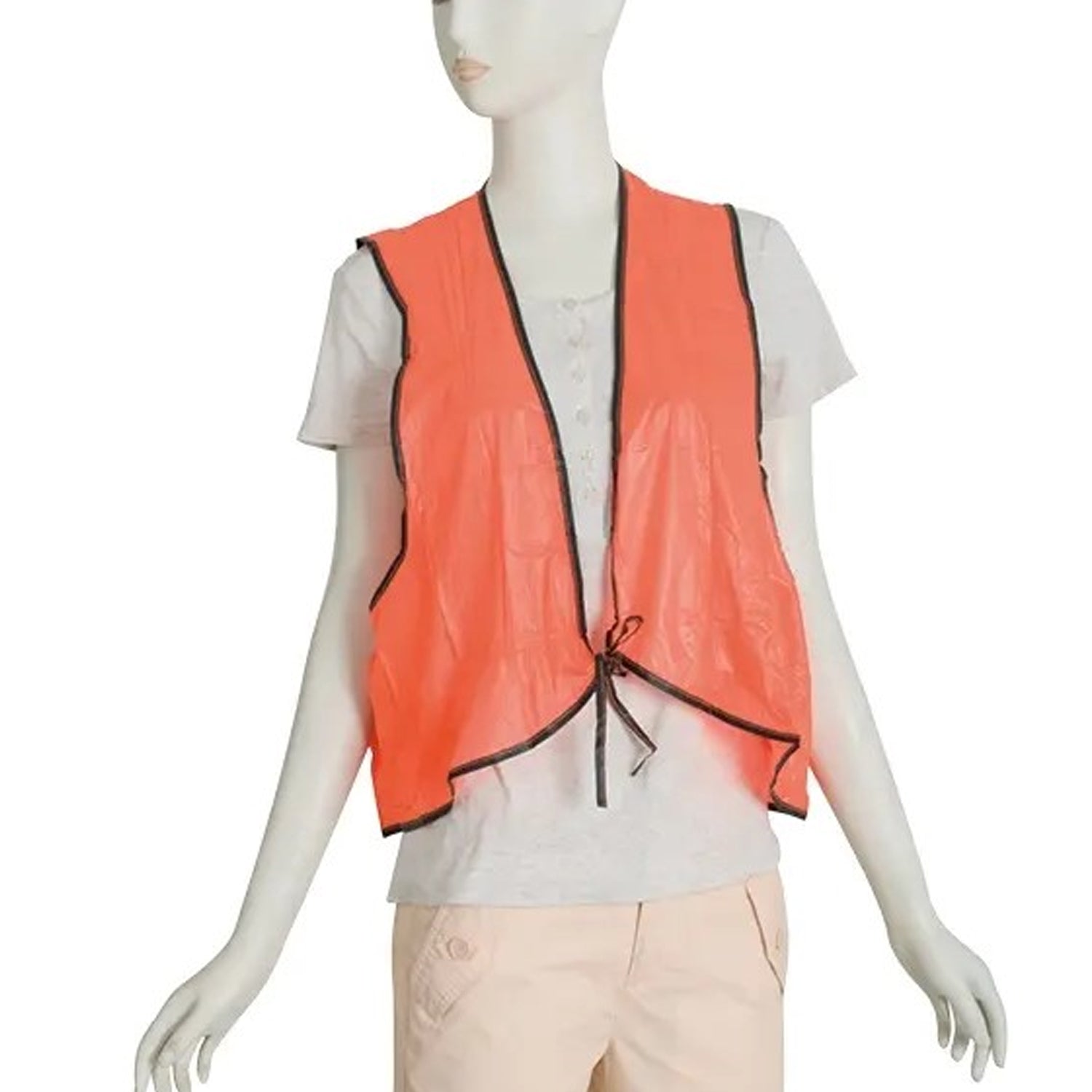 Economy Safety Vest, Soft Vinyl with Tie Closure for Identifying Staff and Volunteers Adult PVC Safety Vest High Visibility for Outdoor Operator