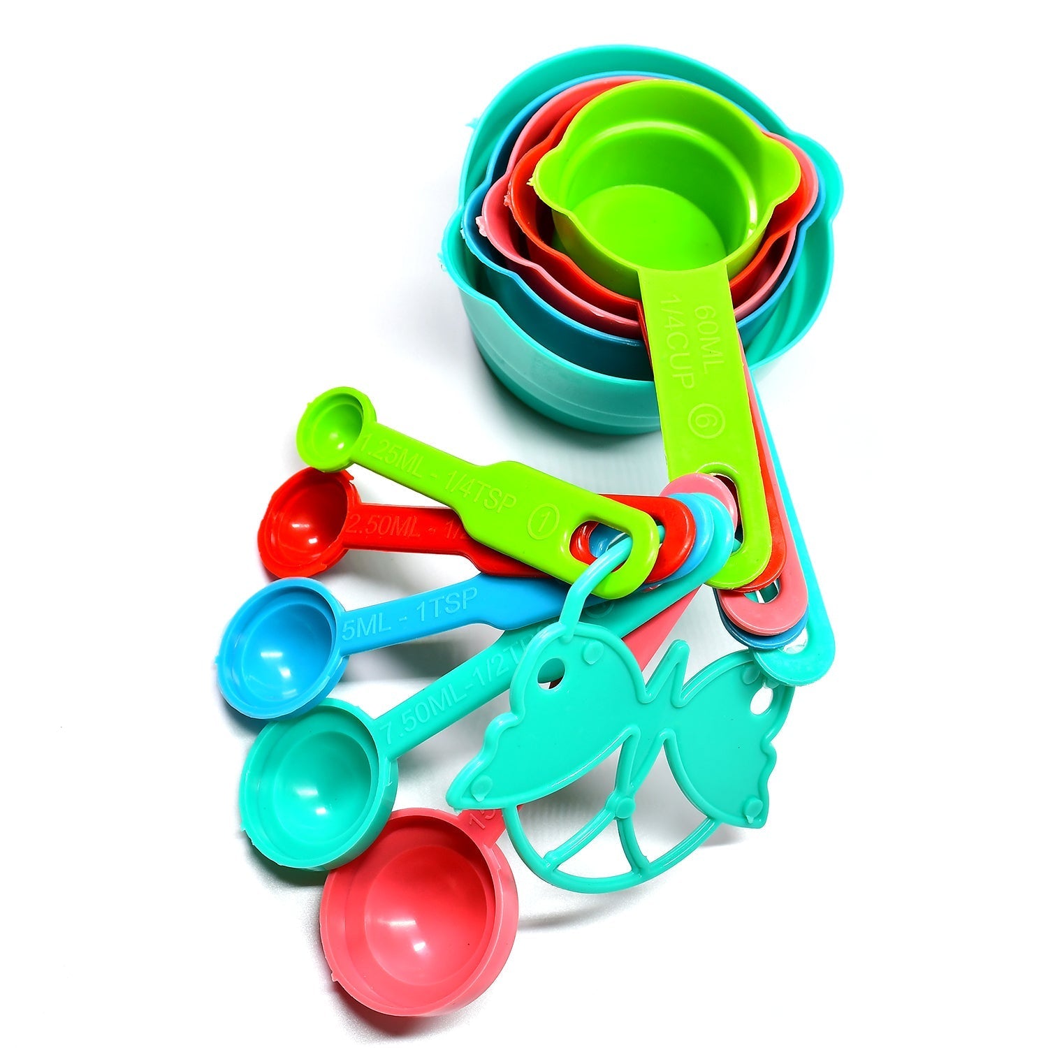 10Pcs Plastic Measuring Spoons and Cups Set for Home Kitchen Cooking.