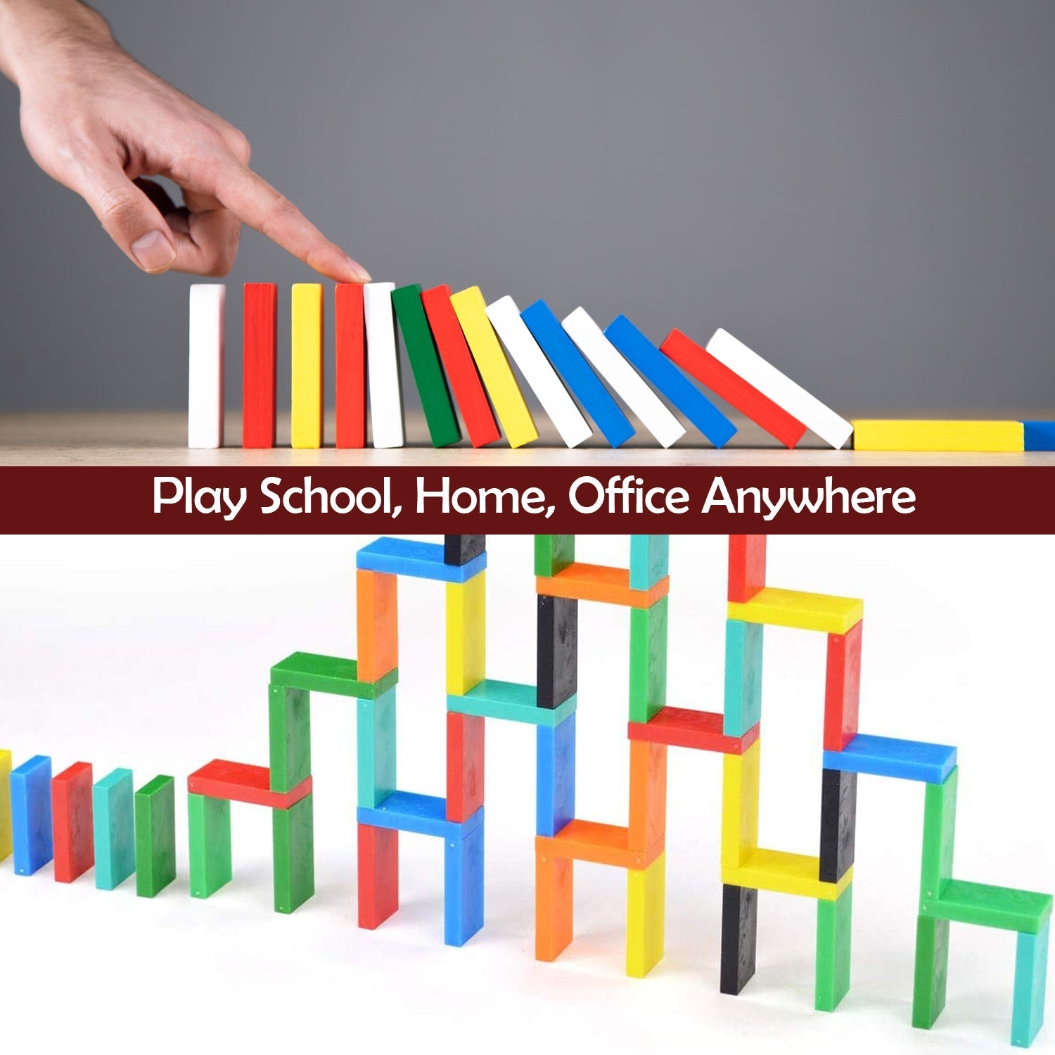 120Pc Dominoes Blocks Set Multicolor Wooden Toy Building Indoor Game Toy.