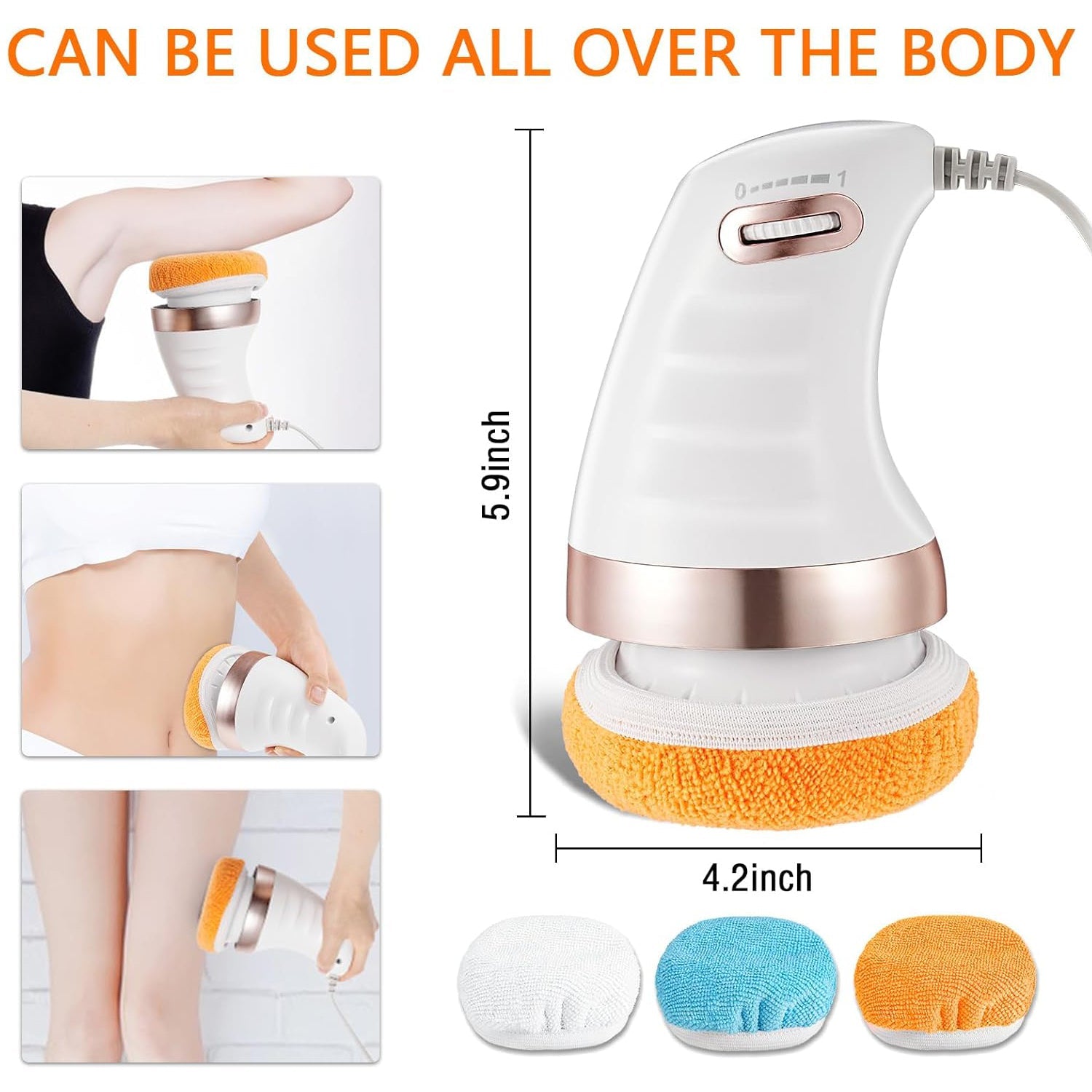 Body Massager Shaping Machine | Body Sculpting Massager with 3 Washable Pads |Adjustable Speeds | Electric Handheld Massager for Belly, Waist, Legs, Arms, Butt (1 Pc)