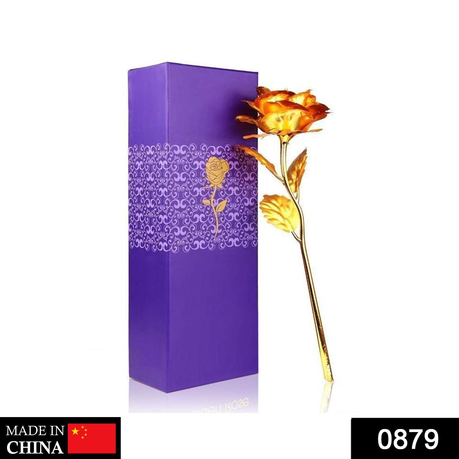 24K Artificial Golden Rose / Gold Red Rose with Gift Box (10 inches)