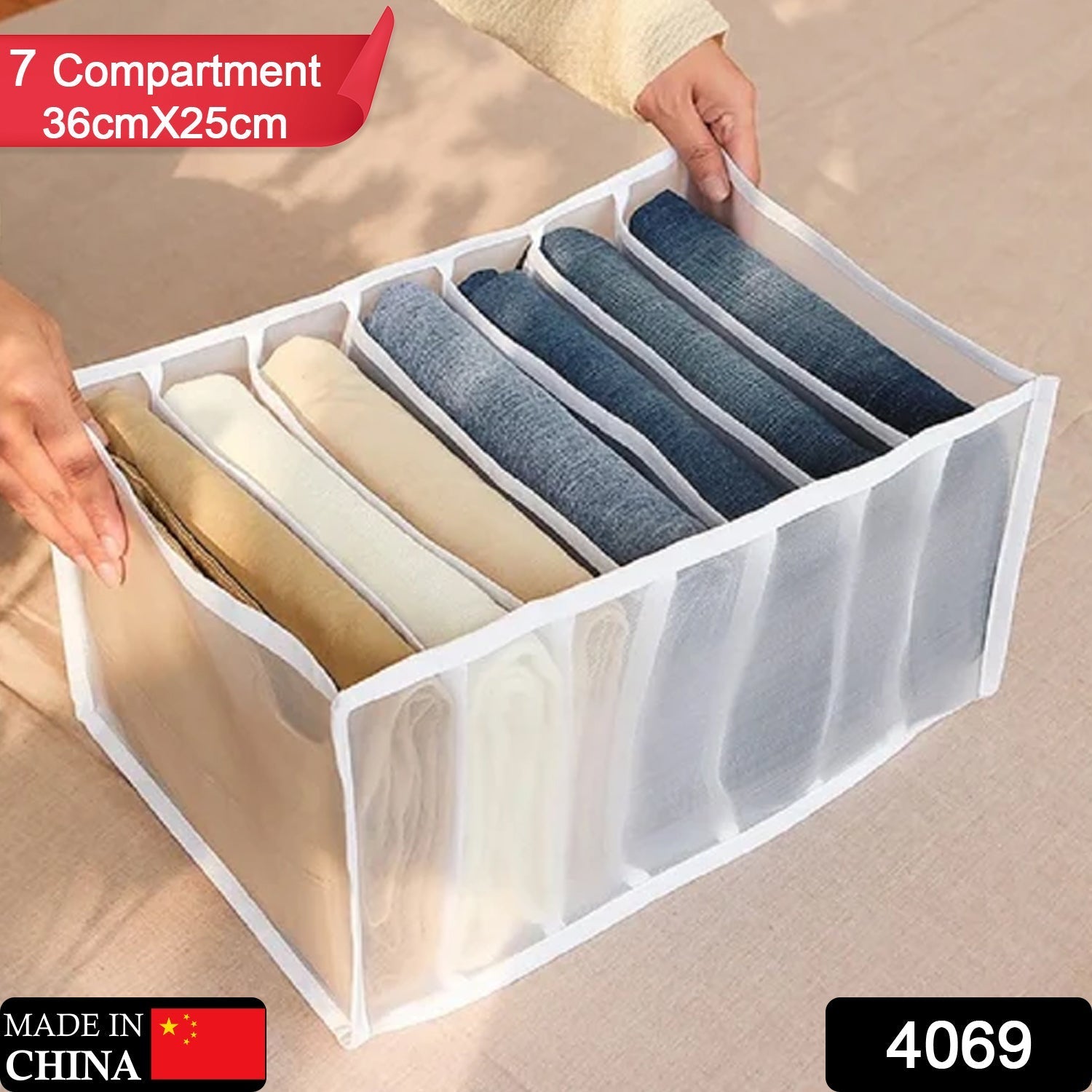 Clothes Organizer +7 Grid, Drawer Wardrobe Clothes Organizer, Jeans Closet Cabinet Organizers, Portable Foldable Storage Containers