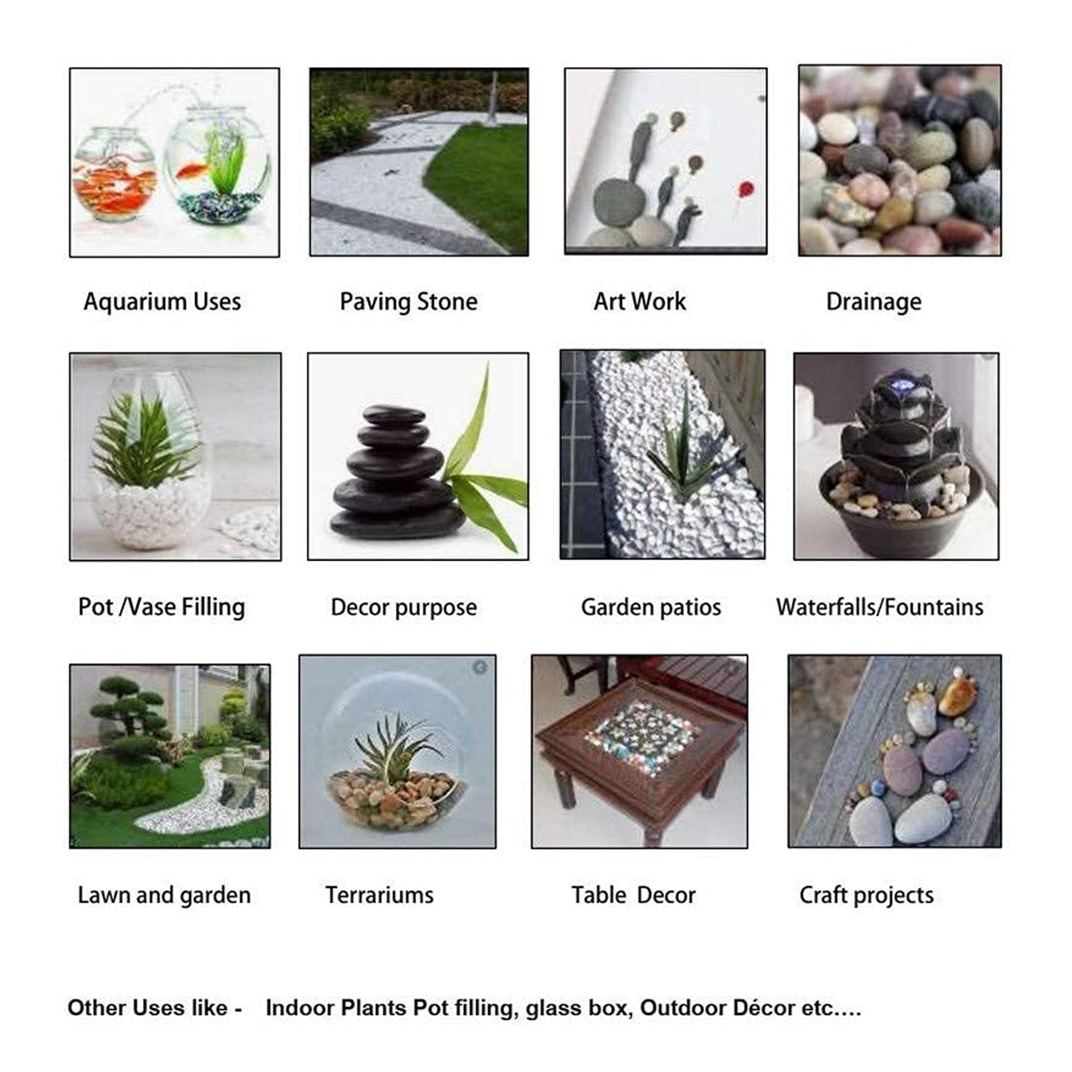 Decorative Stones and Pebbles for Garden, Vase Fillers Multicolor.