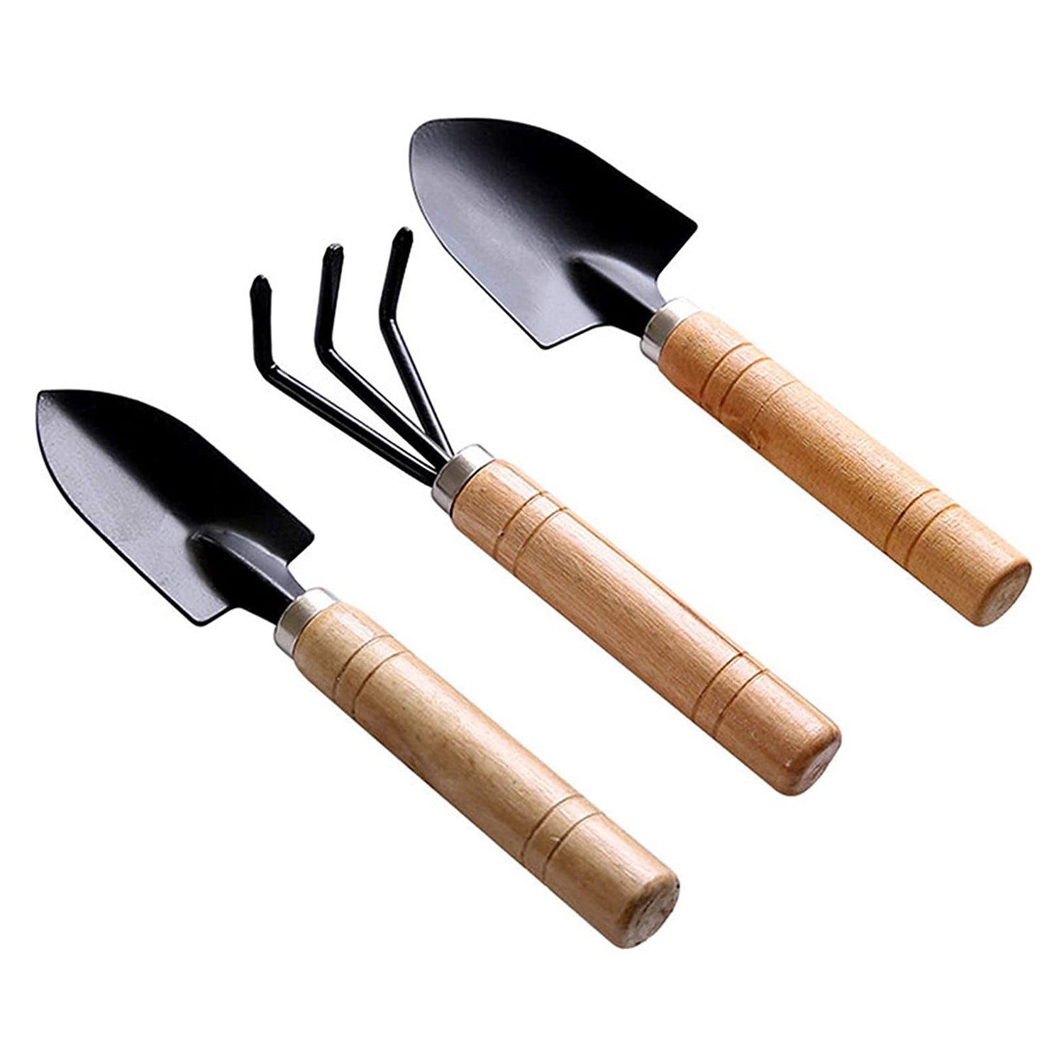 Small sized Hand Cultivator, Small Trowel, Garden Fork (Set of 3)