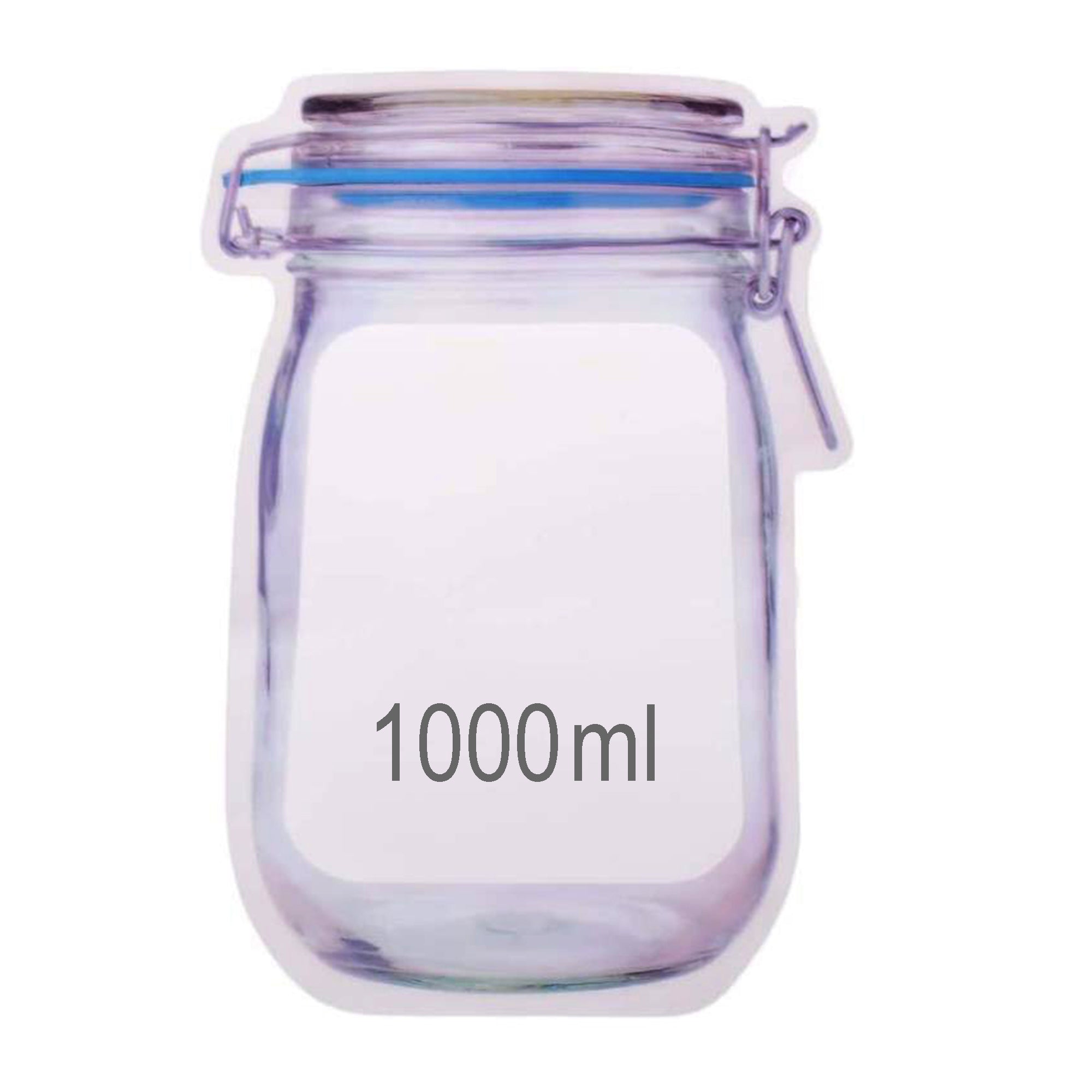 Reusable Airtight Seal Plastic Food Storage Mason Jar Zipper (1000ml)