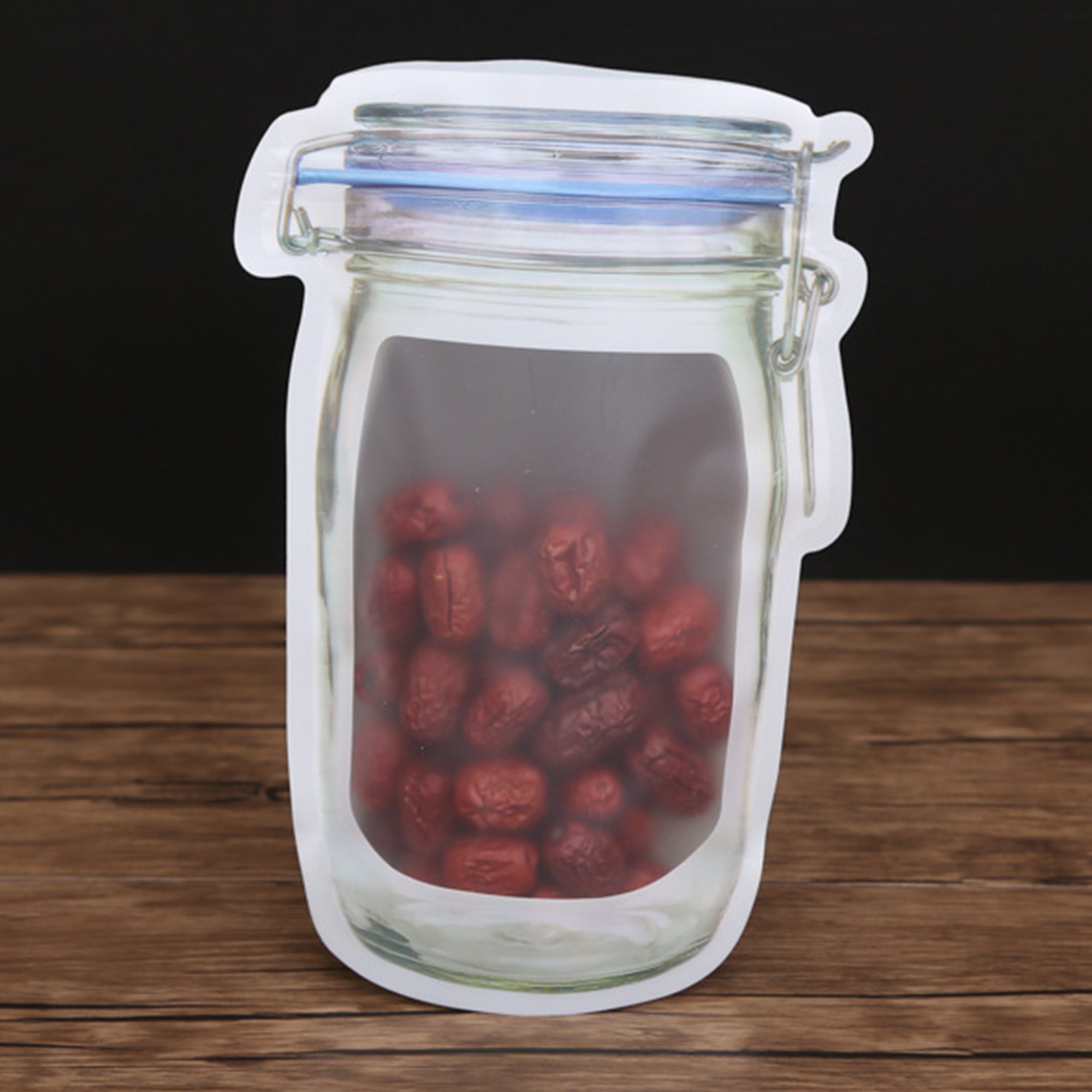 Reusable Airtight Seal Plastic Food Storage Mason Jar Zipper (1000ml)