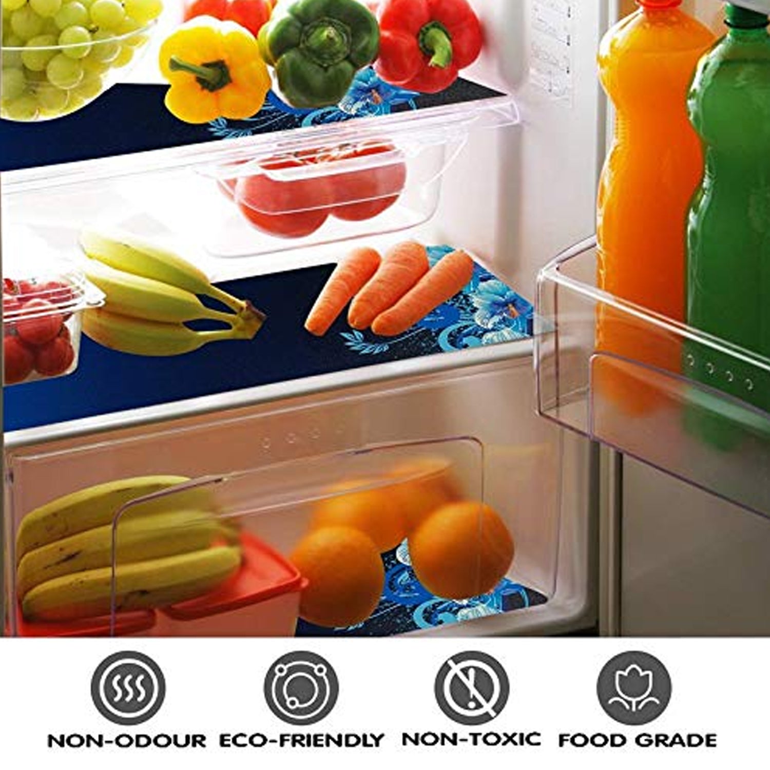 Fridge Top Cover with 6 Utility Pockets and 4 Pc Fridge Mats (pack of 5)