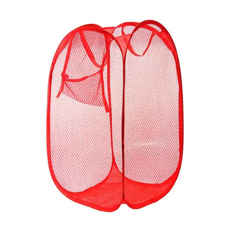 Laundry Hamper Mesh Fabric For Ventilation Foldable Storage Pop Up Clothes Basket