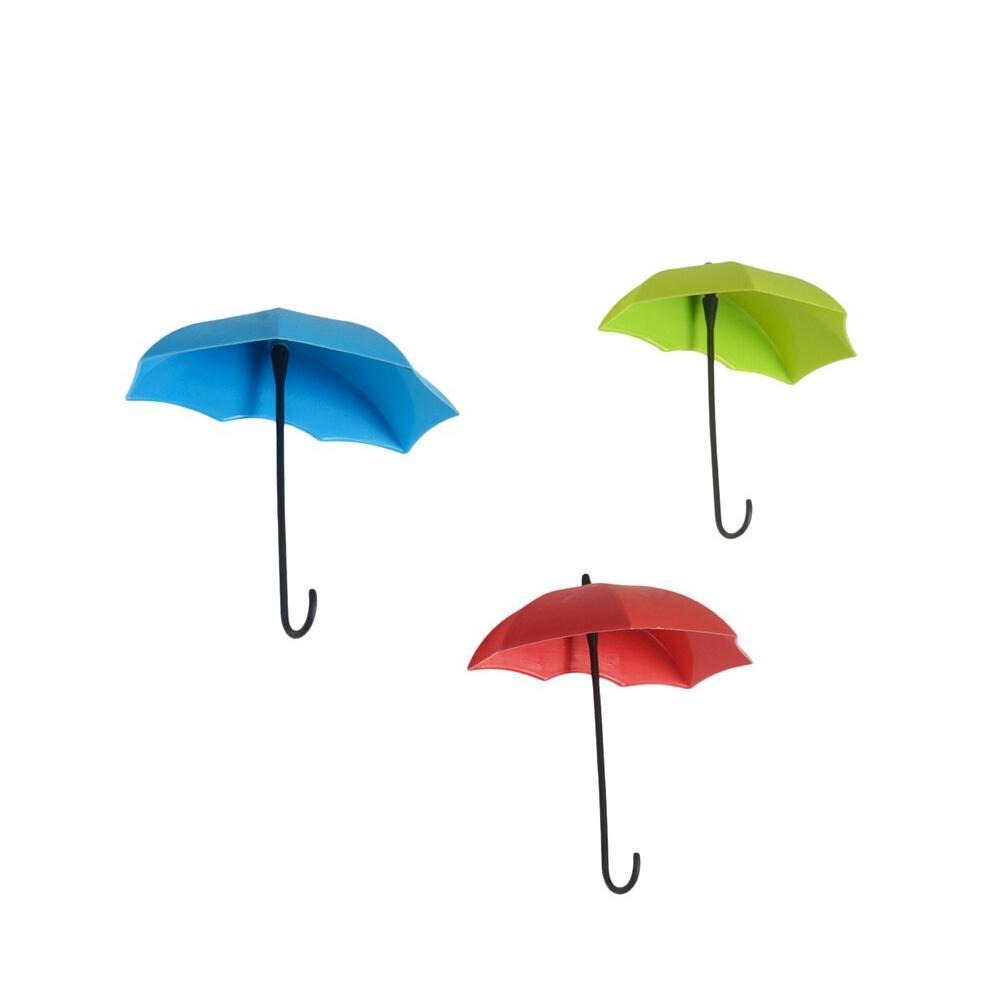 3pcs / set Cute Umbrella Wall Mount Key Holder Wall Hook Hanger Organizer Durable Wall hooks bathroom kitchen Umbrella Wall Hook keyholdervvv