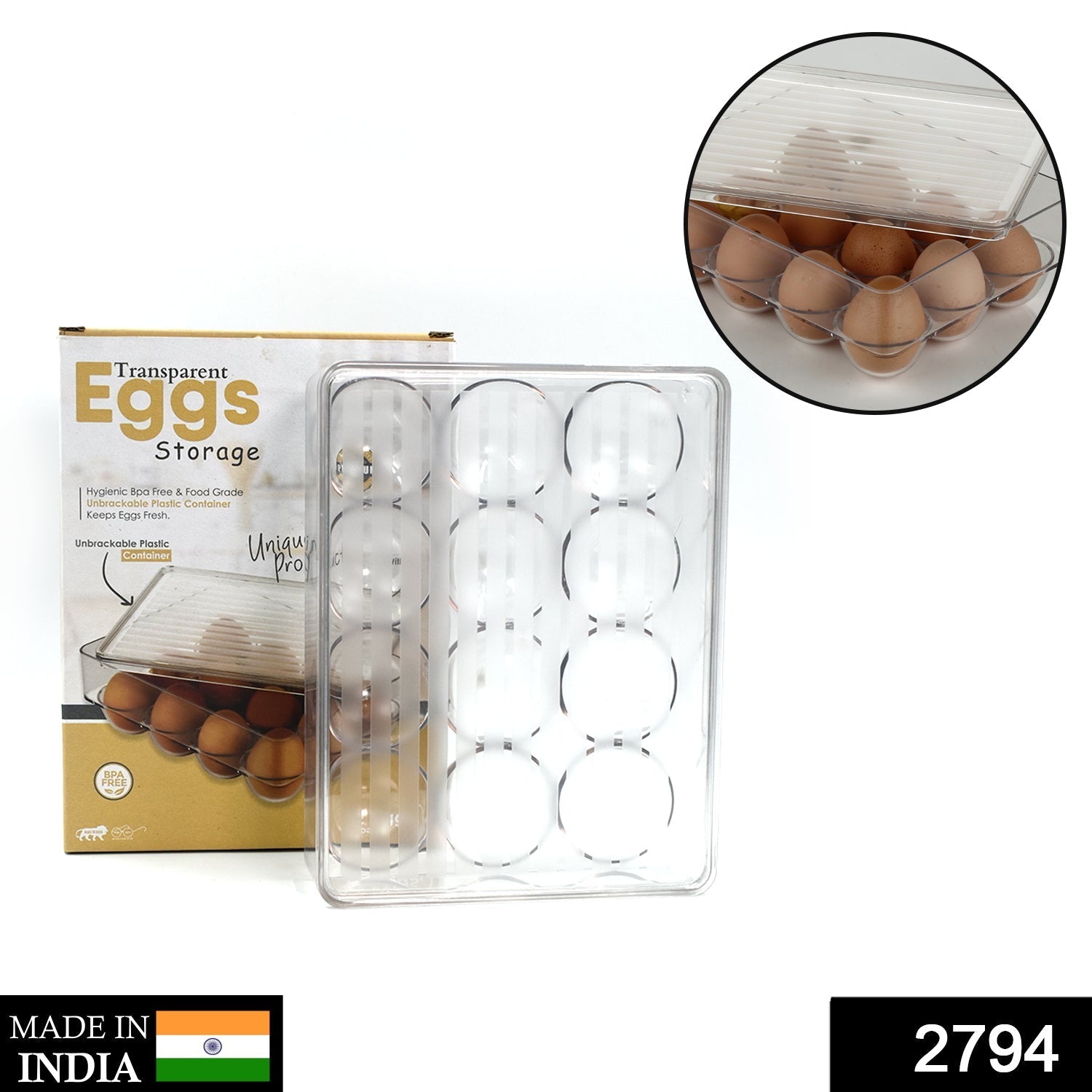 12 Cavity Egg Storage Box For Holding And Placing Eggs Easily And Firmly.