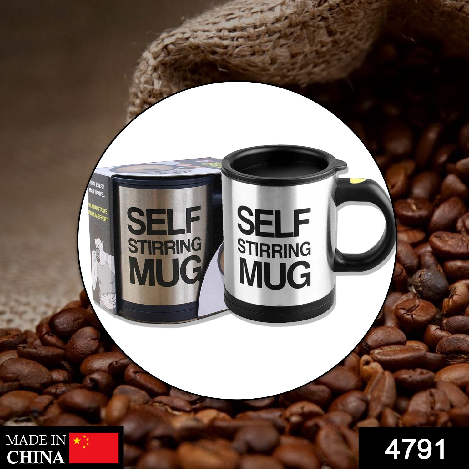 Self Stirring Mug used in all kinds of household and official places for serving drinks, coffee and types of beverages etc.