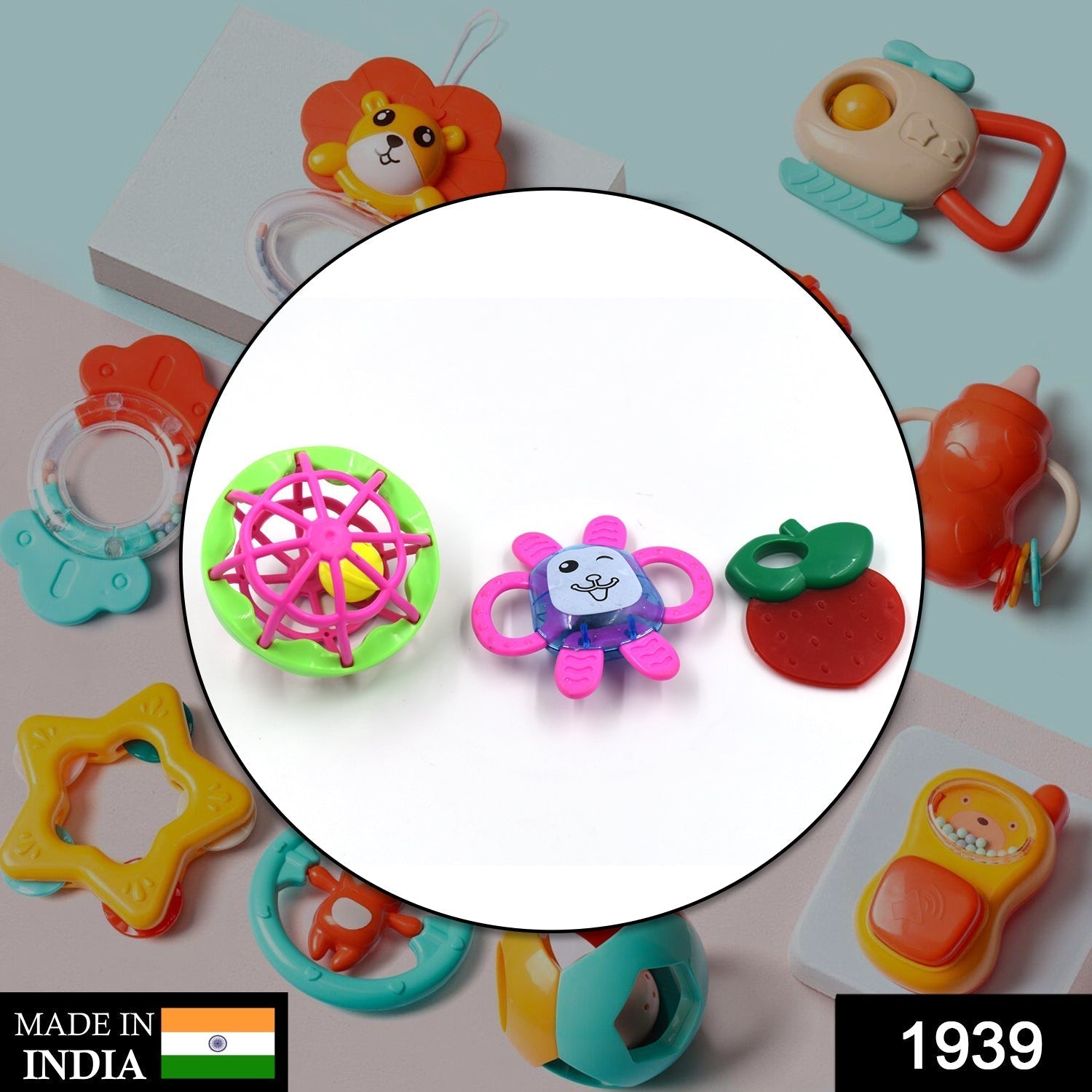 AT39 3Pc Rattles Baby Toy and game for kids and babies for playing and enjoying purposes.