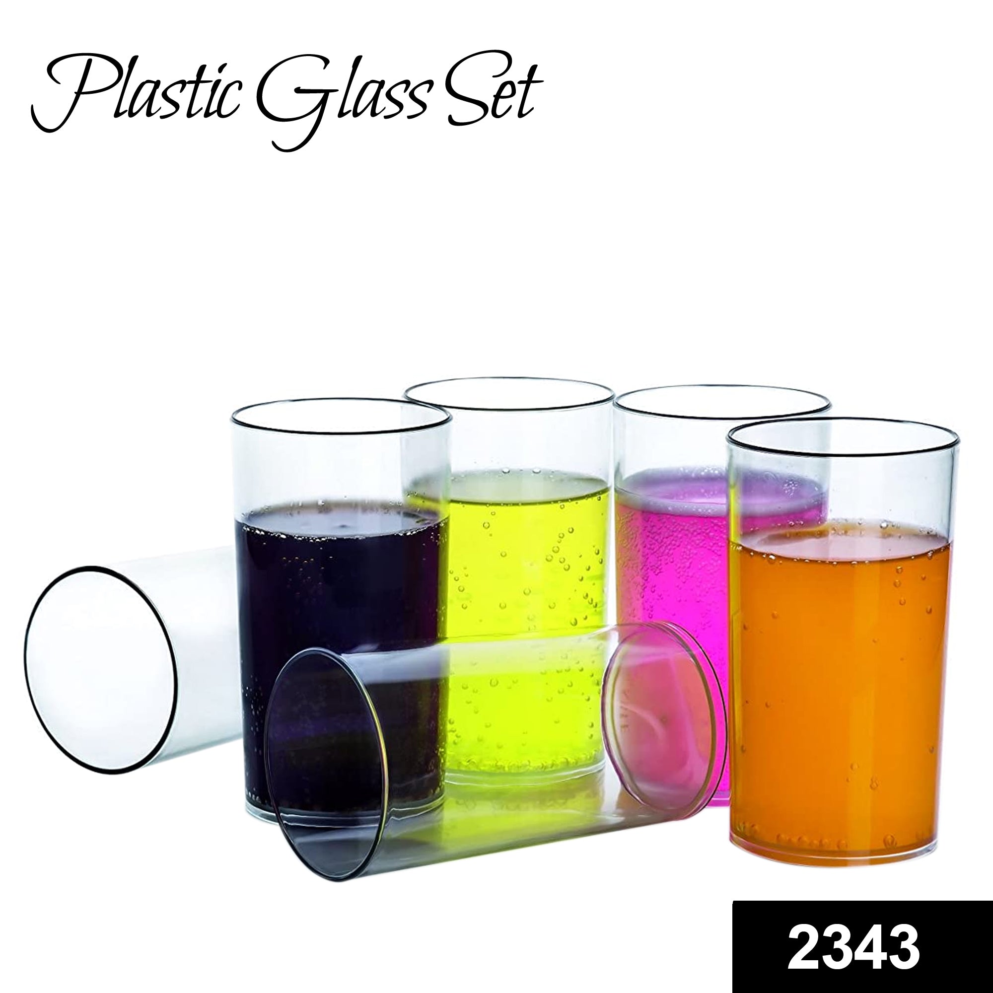 Heavy unbreakable Stylish Plastic Clear look fully Transparent Glasses Set 330ml (6pcs)