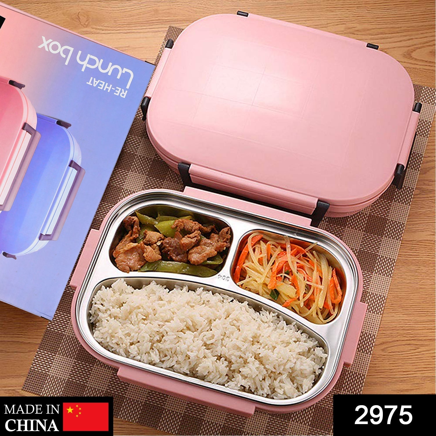 Lunch Box for Kids and adults, Stainless Steel Lunch Box with 3 Compartments.