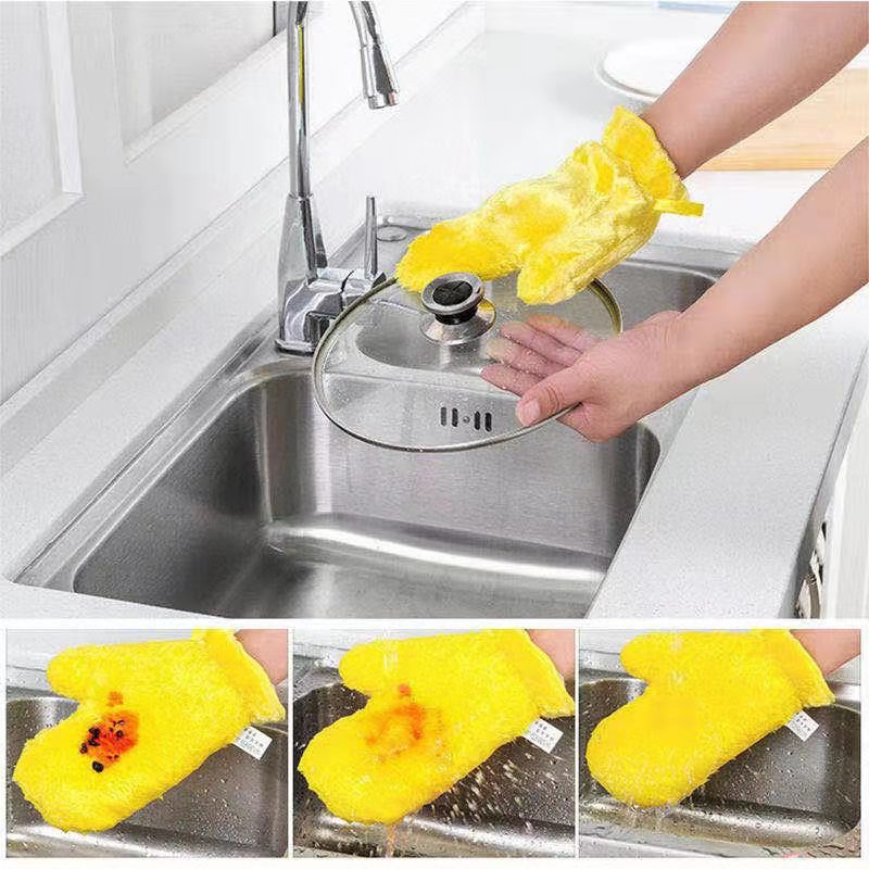 Fiber Reusable Multipurpose Dishwashing Gloves Household Kitchen ( 1 pc )