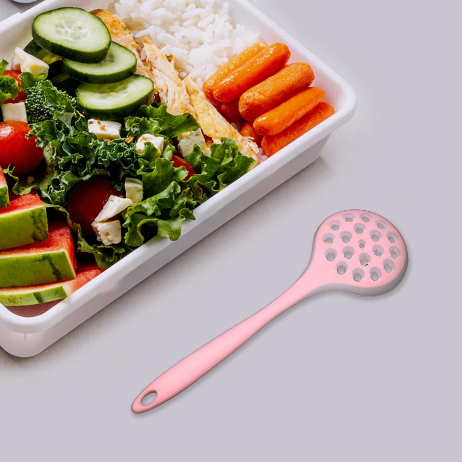 1PC Food Grade Silicone Colander Shovel Strainers Spoon Colorful Kitchen Scoop Drainage Colanders (29cm)