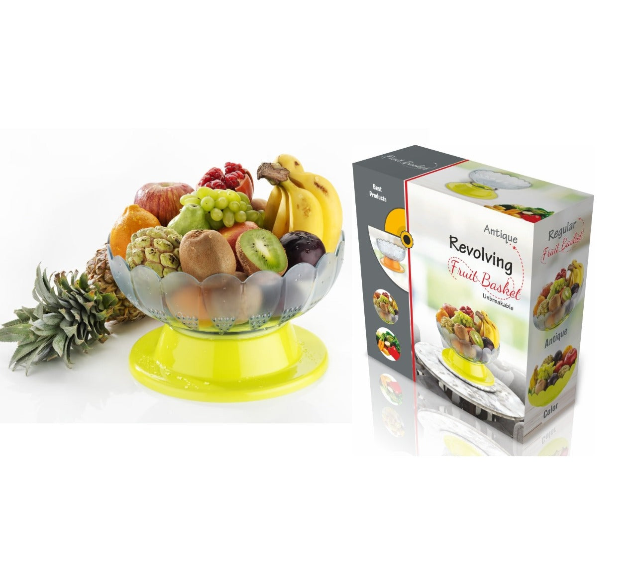 Absolute Plastic Round Revolving Fruit and Vegetable Bowl