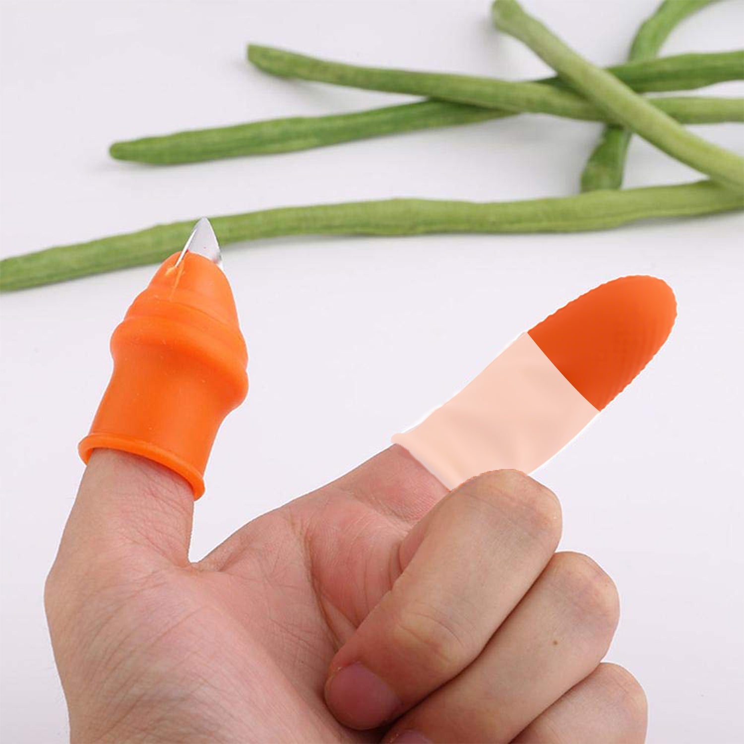 Vegetable Thumb Cutter and tool with effective sharp cutting blade system.