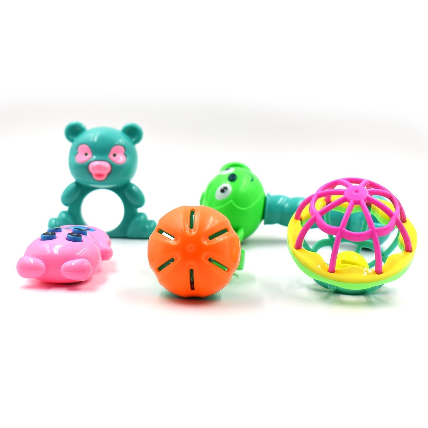 AT38 5Pc Rattles Baby Toy and game for kids and babies for playing and enjoying purposes.