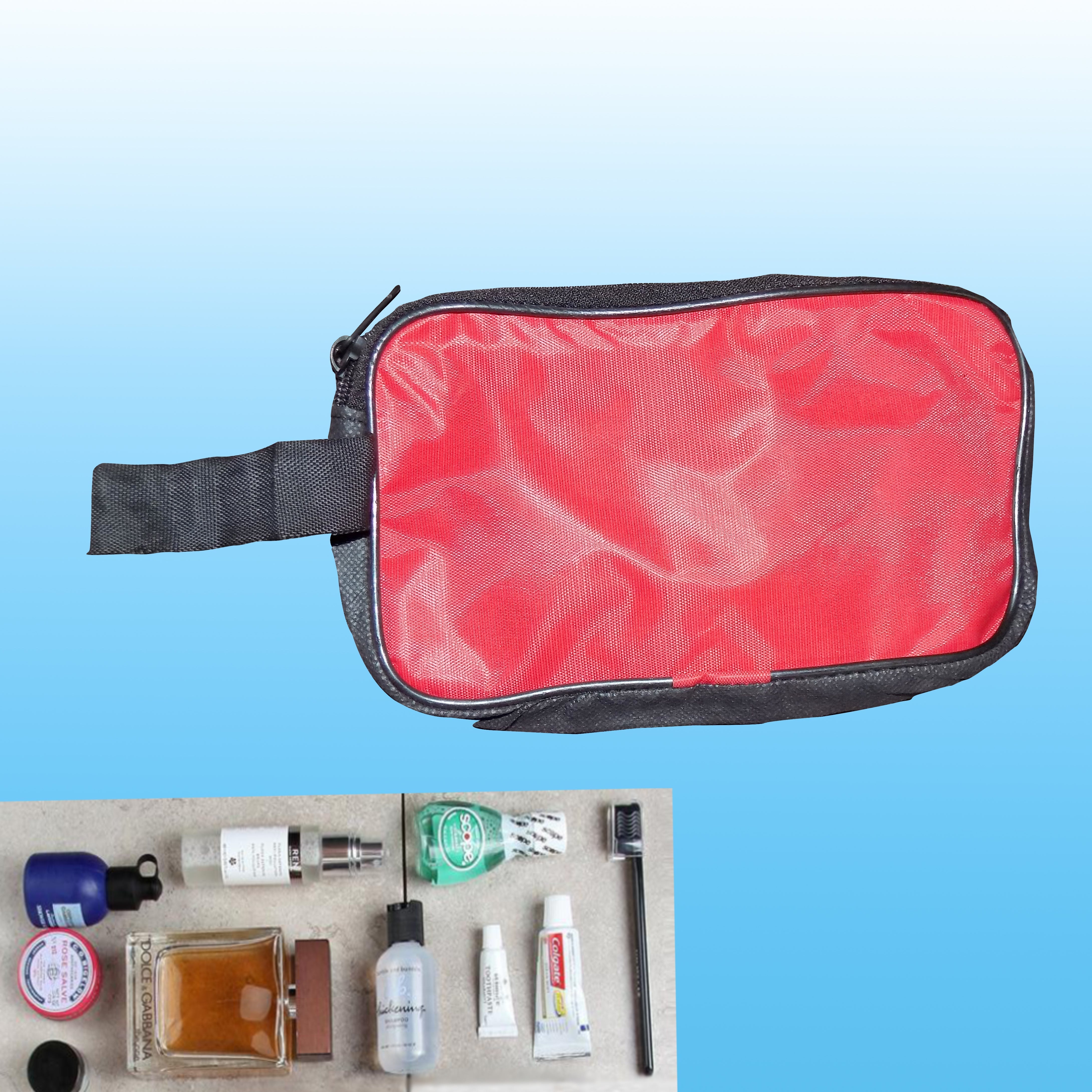 Portable Travel Hand Pouch / Shaving Kit Bag for Multipurpose Use (Red)