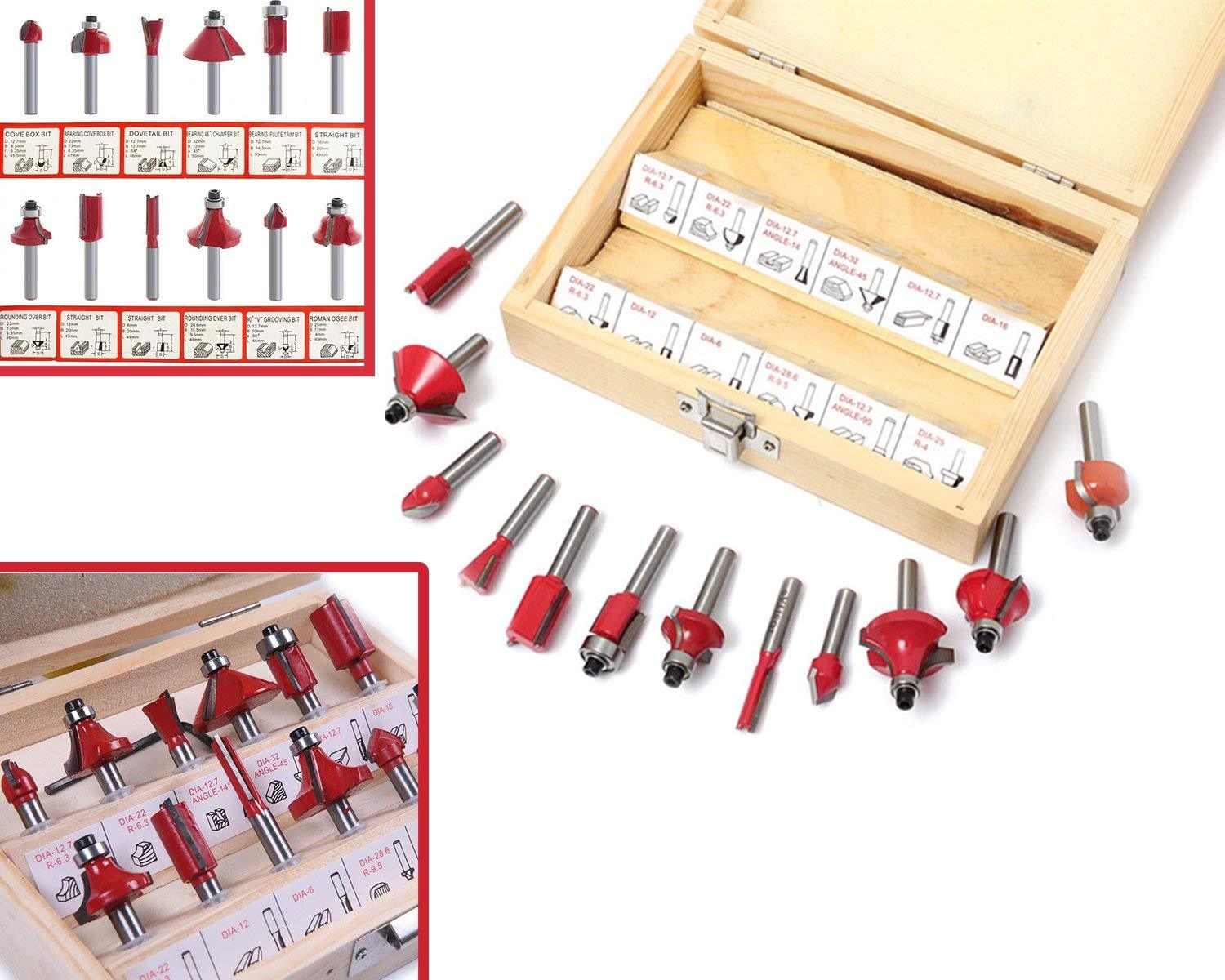 12 / 15pcs Milling Cutter Router Bit Set