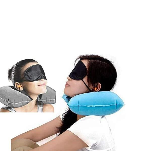 3in1 Air Travel Kit with Pillow, Ear Buds & Eye Mask