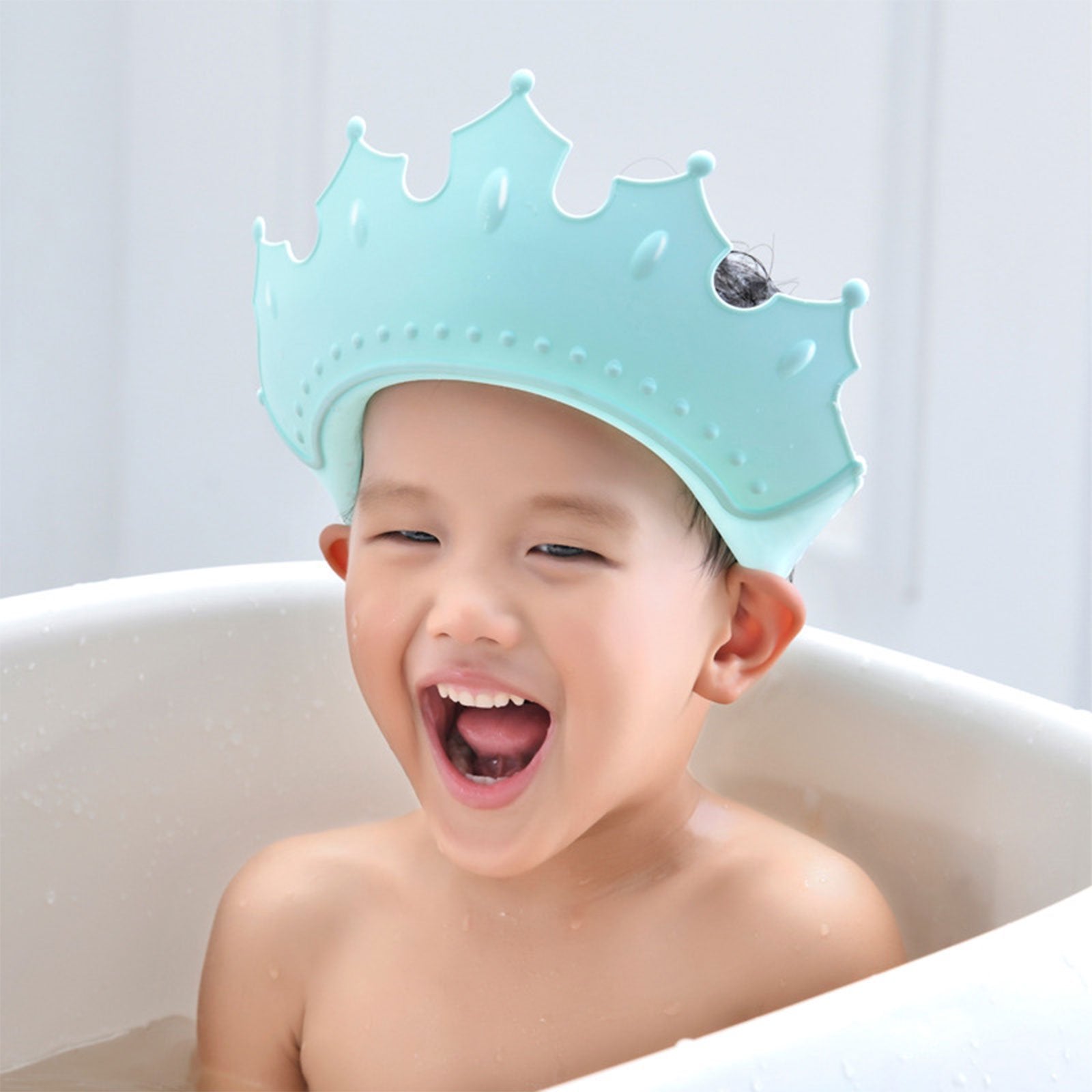 Crown Baby Shower Cap Adjustable Crown Baby Child Protection, Eye Protection, Ear Protection, Adjustable Swim Cap, Waterproof and Adjustable for Kids and Babies