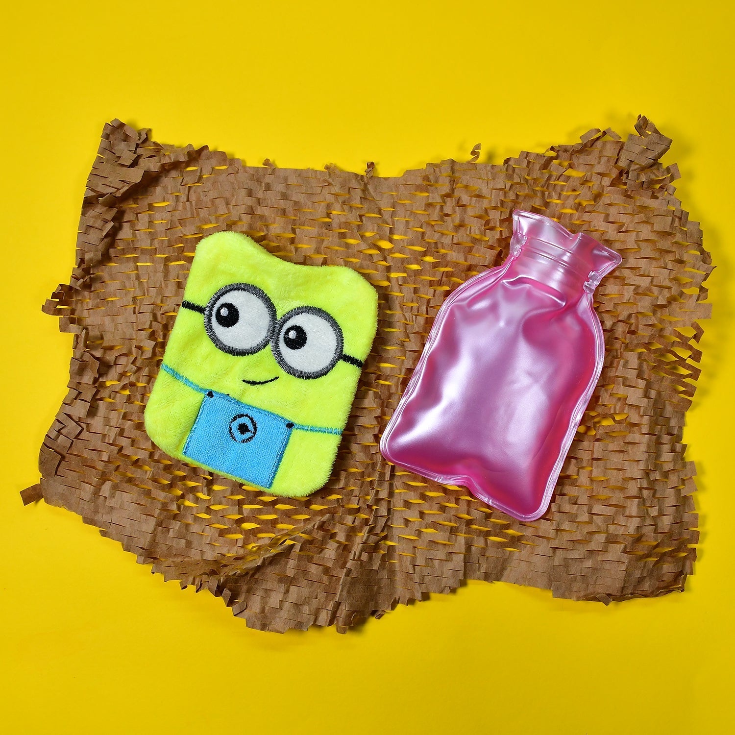 2Eye Minions small Hot Water Bag with Cover for Pain Relief, Neck, Shoulder Pain and Hand, Feet Warmer, Menstrual Cramps.