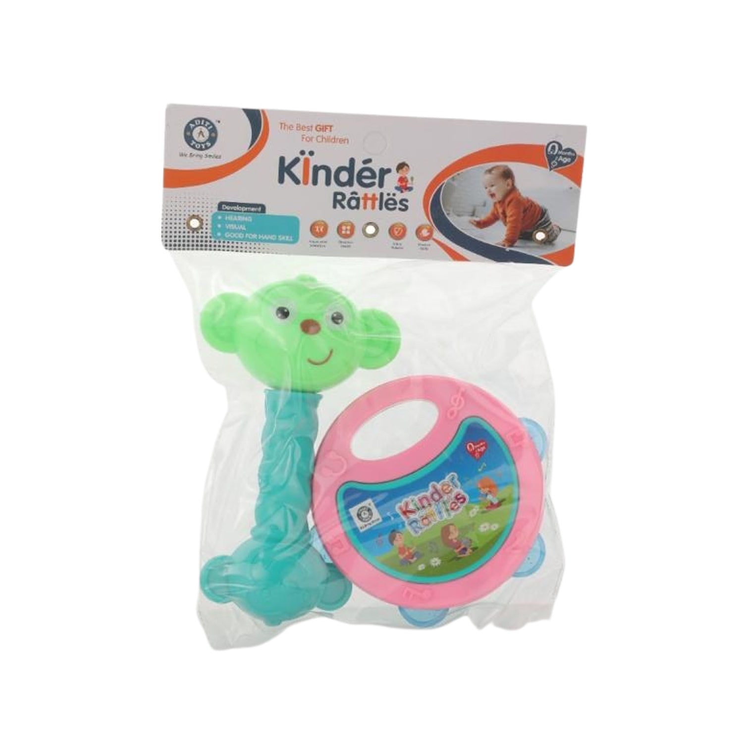 AT40 2Pc Rattles Baby Toy and game for kids and babies for playing and enjoying purposes.