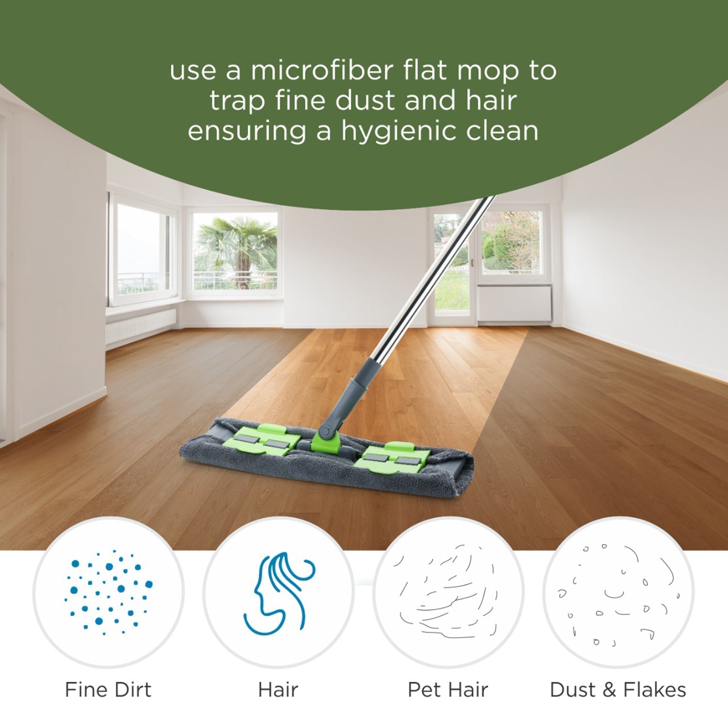 Multipurpose Wet and Dry Cleaning Microfiber Flat MOP Floor Cleaning Mop with , 360 Degree Rotating Head and Telescopic Handle Steel Rod Long Handle Dry Mops, Standard (1 Piece, Multi-Colour)