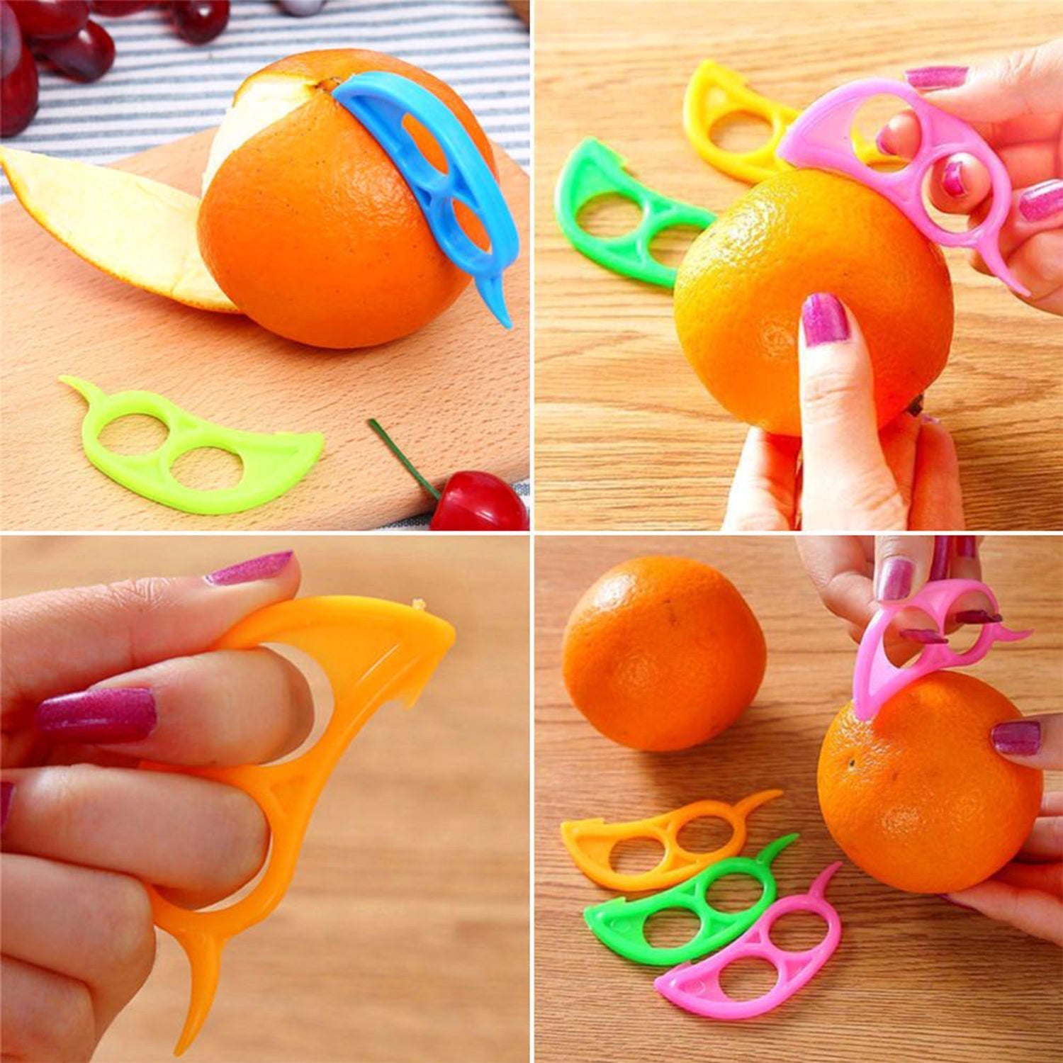 10 Pcs Orange Peeler With Transparent Pouch Bag Combo