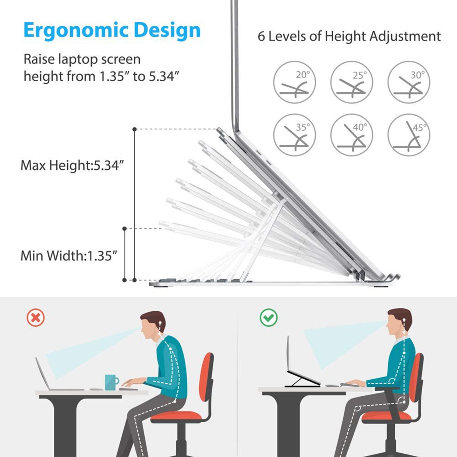 Foldable & Adjustable Portable Laptop Stand for laptops