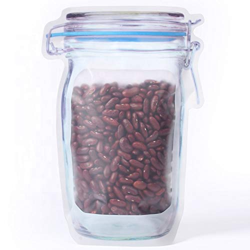 Reusable Airtight Seal Plastic Food Storage Mason Jar Zipper (1000ml)