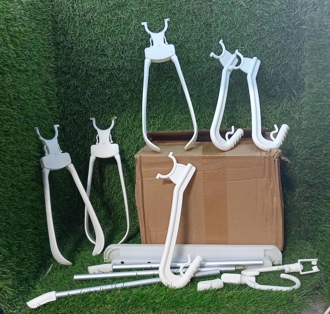 Multi-layer stainless steel pants hanger, 6-in-1, folding storage rack for trousers and accessories.