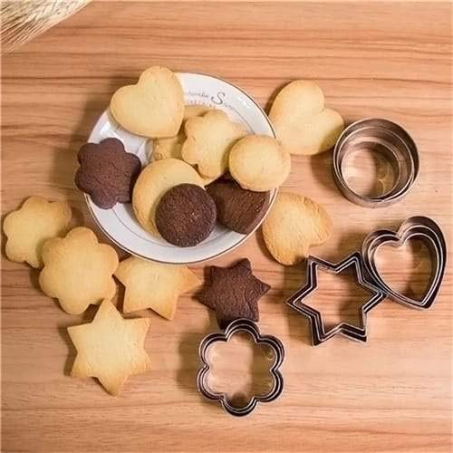 Cookie Cutter Stainless Steel Cookie Cutter with Shape Heart Round Star and Flower (12 Pieces)