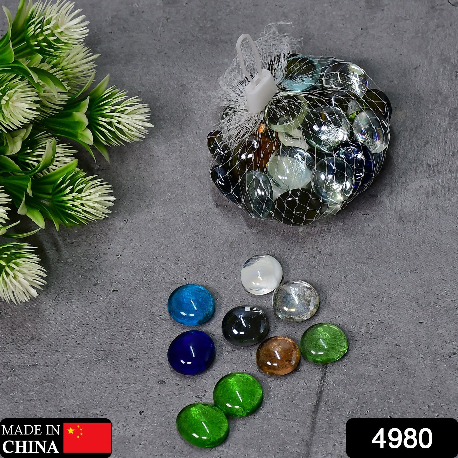 Glass Gem Stone, Flat Round Marbles Pebbles for Vase Fillers, Attractive pebbles for Aquarium Fish Tank.