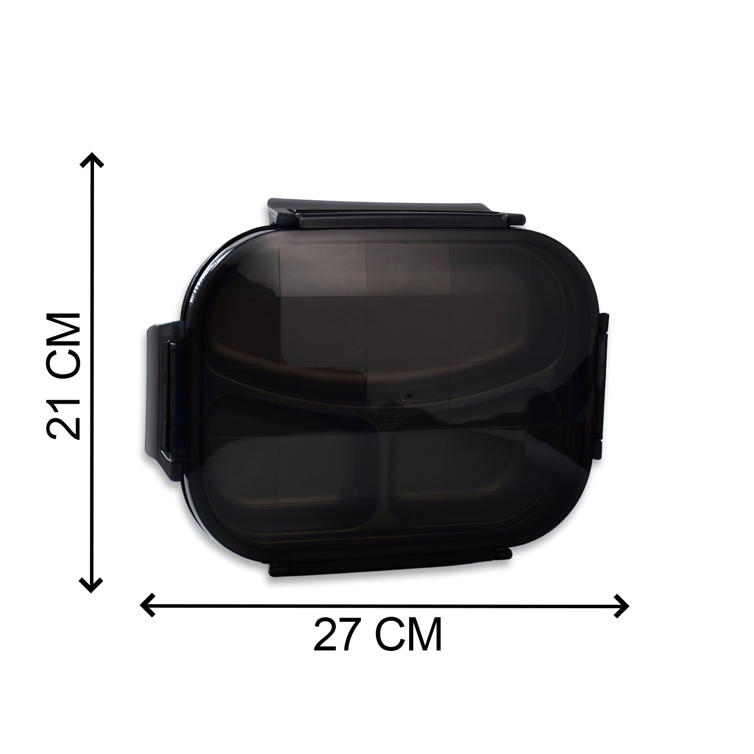 Black Transparent Lunch Box for Kids and adults, Stainless Steel Lunch Box with 3 Compartments.