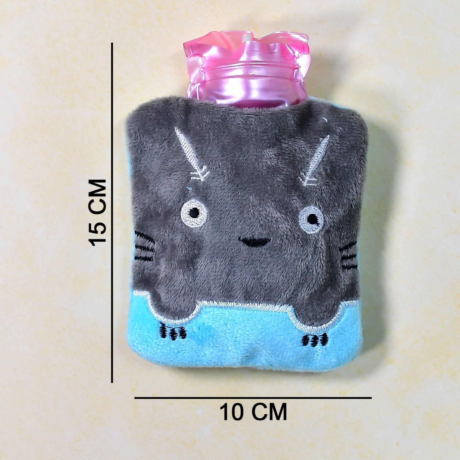 Grey Cat Print Small Hot Water Bag with Cover for Pain Relief