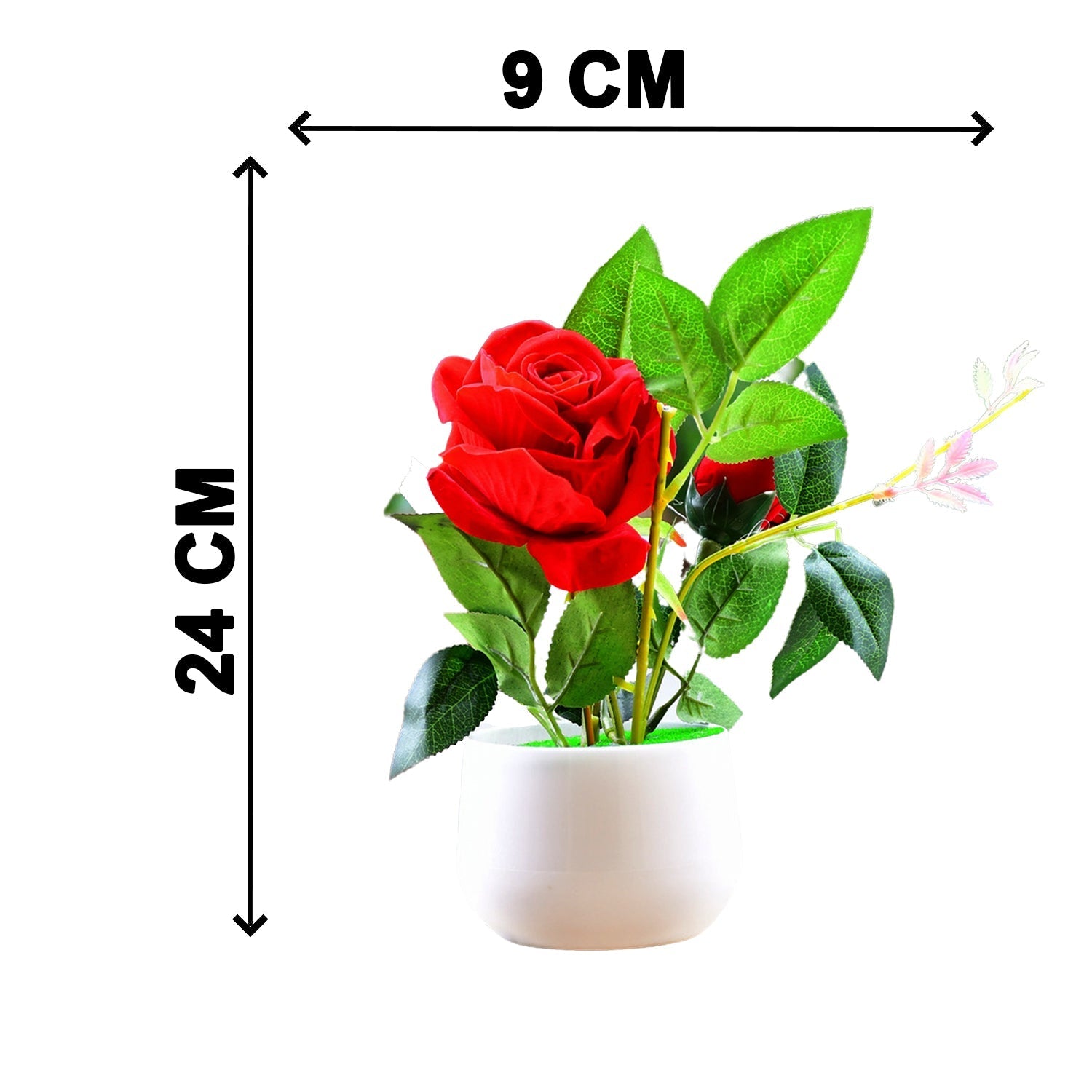 Artificial Rose Flower Plant With Pot, For Home Office Or Gift