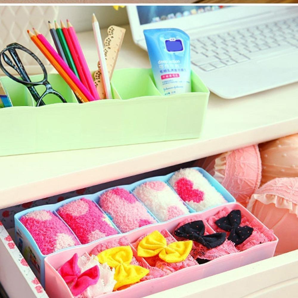 5 Compartments Socks / Handkerchief / Underwear Storage Box Socks Drawer Closet Organizer Storage Boxes (pack of 2)