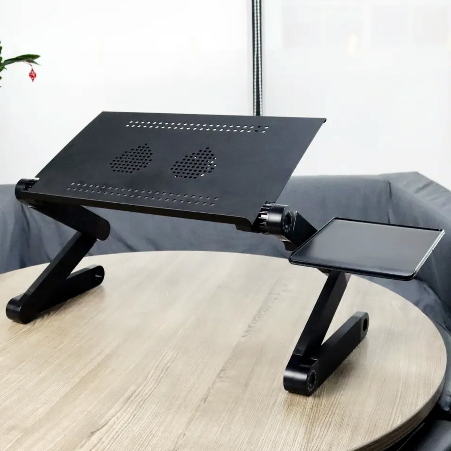 Modern Style Portable Adjustable Foldable Laptop Holder Notebook Desks Lap PC Folding Desk Table Vented Stand  2 Built in Cooling Fans