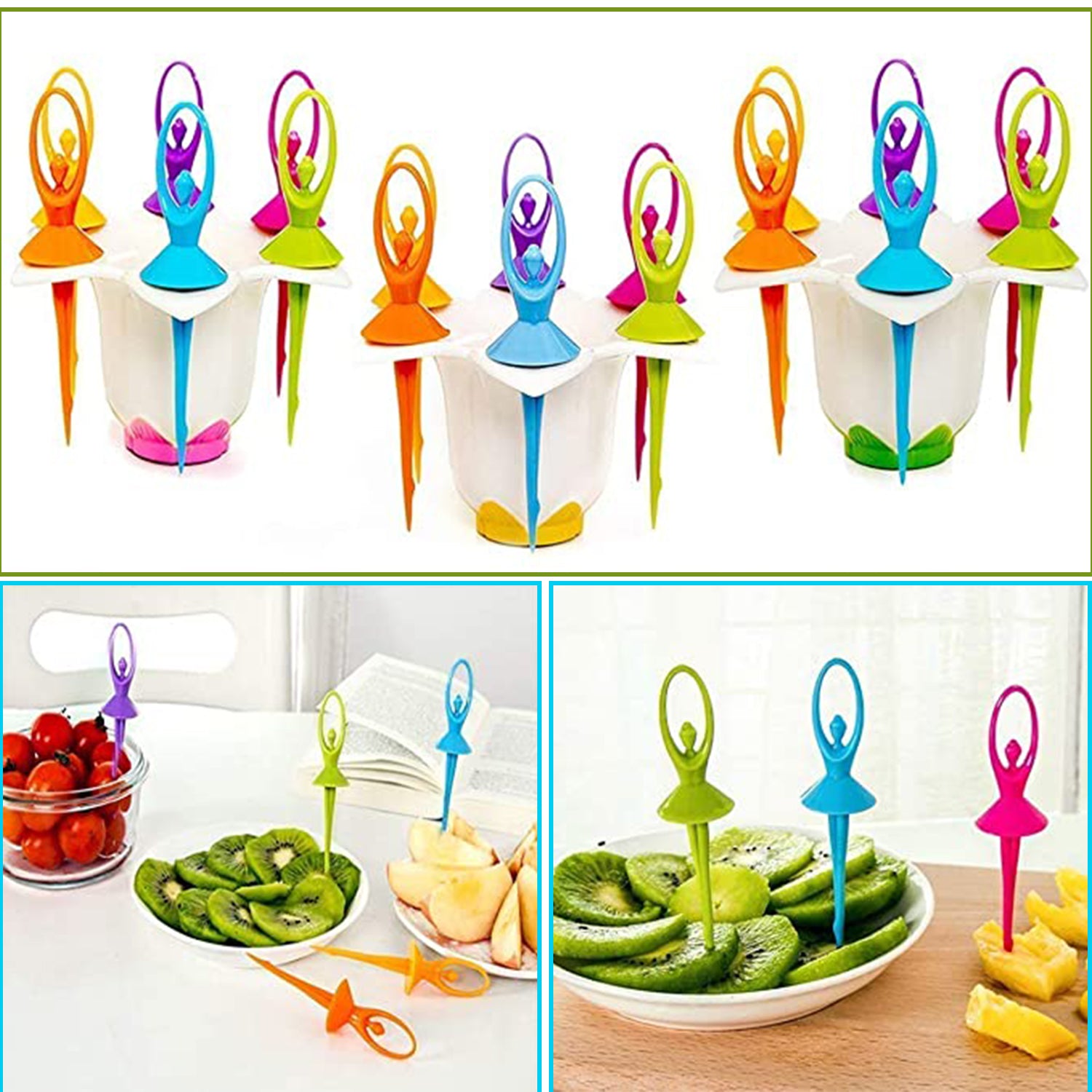 Dancing Doll Fruit Fork Cutlery Set with Stand Set of 6.