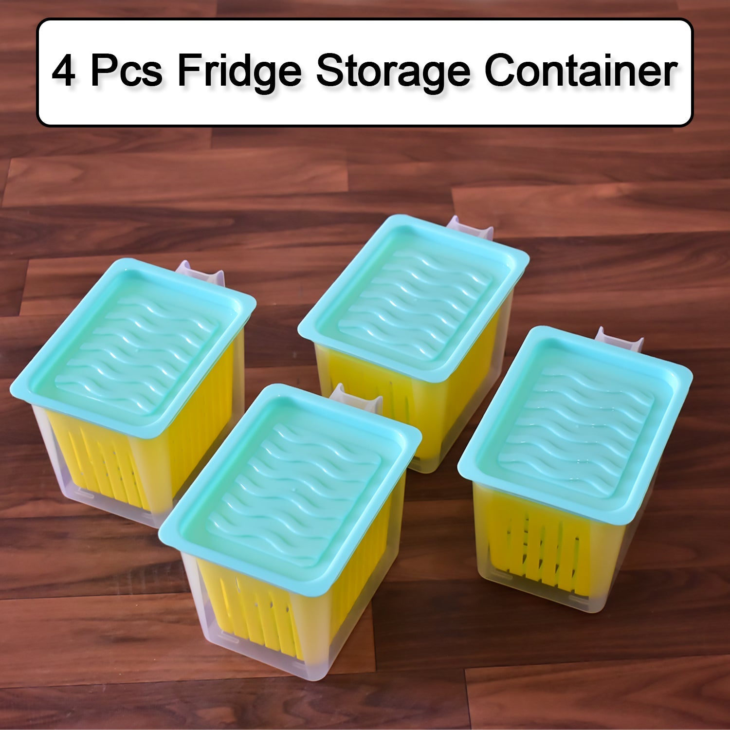 Fridge Storage Containers with Handle Plastic Storage Container for Kitchen(4 Pcs Set)