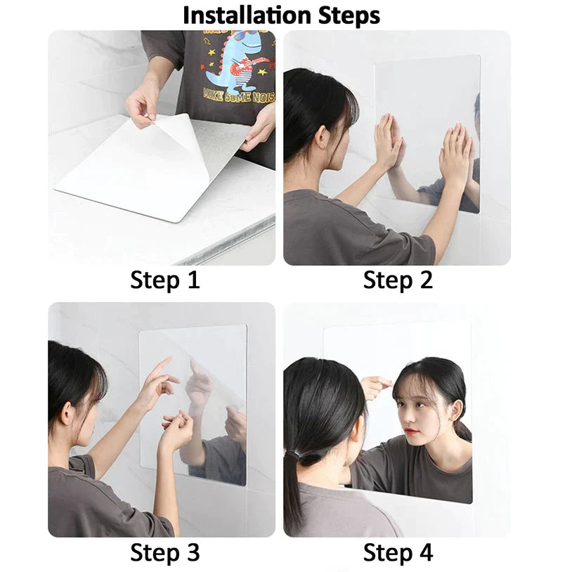 10PC BIG SQUARE ADHESIVE-BATHROOM-MIRROR-WALL