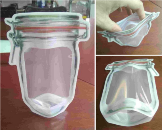 Reusable Airtight Seal Plastic Food Storage Mason Jar Zipper (500ml)