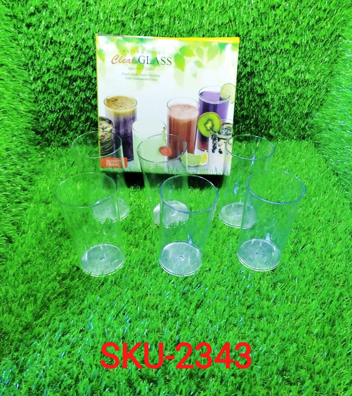 Heavy unbreakable Stylish Plastic Clear look fully Transparent Glasses Set 330ml (6pcs)