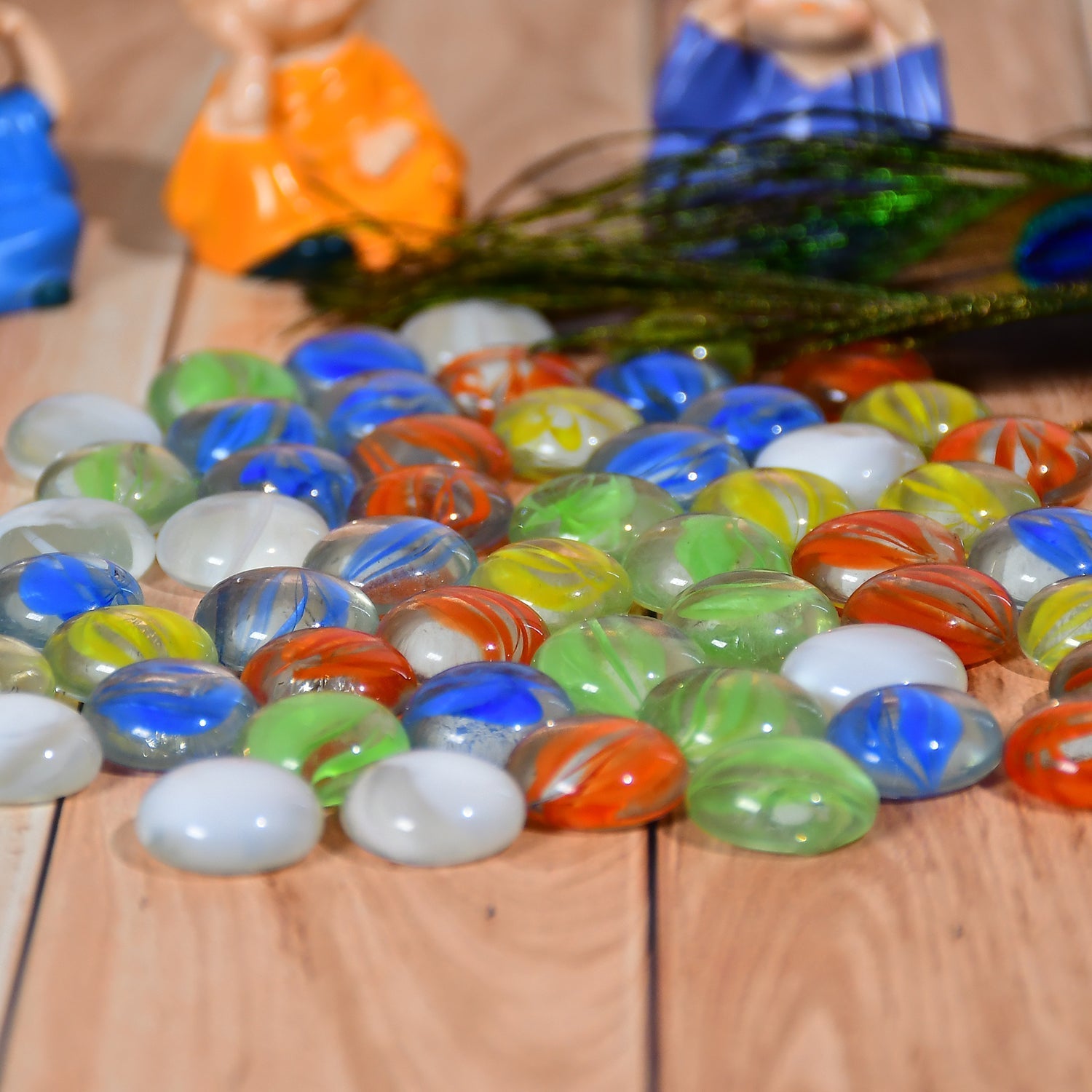 Glass Gem Stone, Flat Round Marbles Pebbles for Vase Fillers, Attractive pebbles for Aquarium Fish Tank.