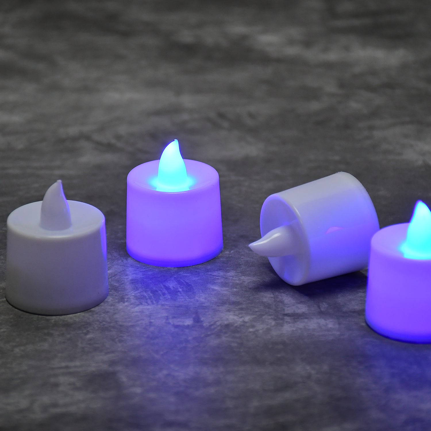 Blue Flameless LED Tealights, Smokeless Plastic Decorative Candles - Led Tea Light Candle For Home Decoration (Pack Of 24)