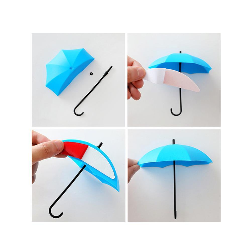 3pcs / set Cute Umbrella Wall Mount Key Holder Wall Hook Hanger Organizer Durable Wall hooks bathroom kitchen Umbrella Wall Hook keyholdervvv