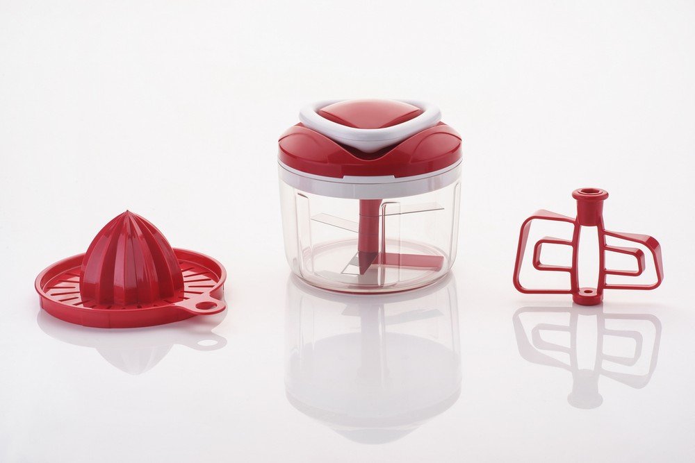 Ganesh Easy Pull 3-in-1 Plastic Chopper (650ml, 125mm, Red)